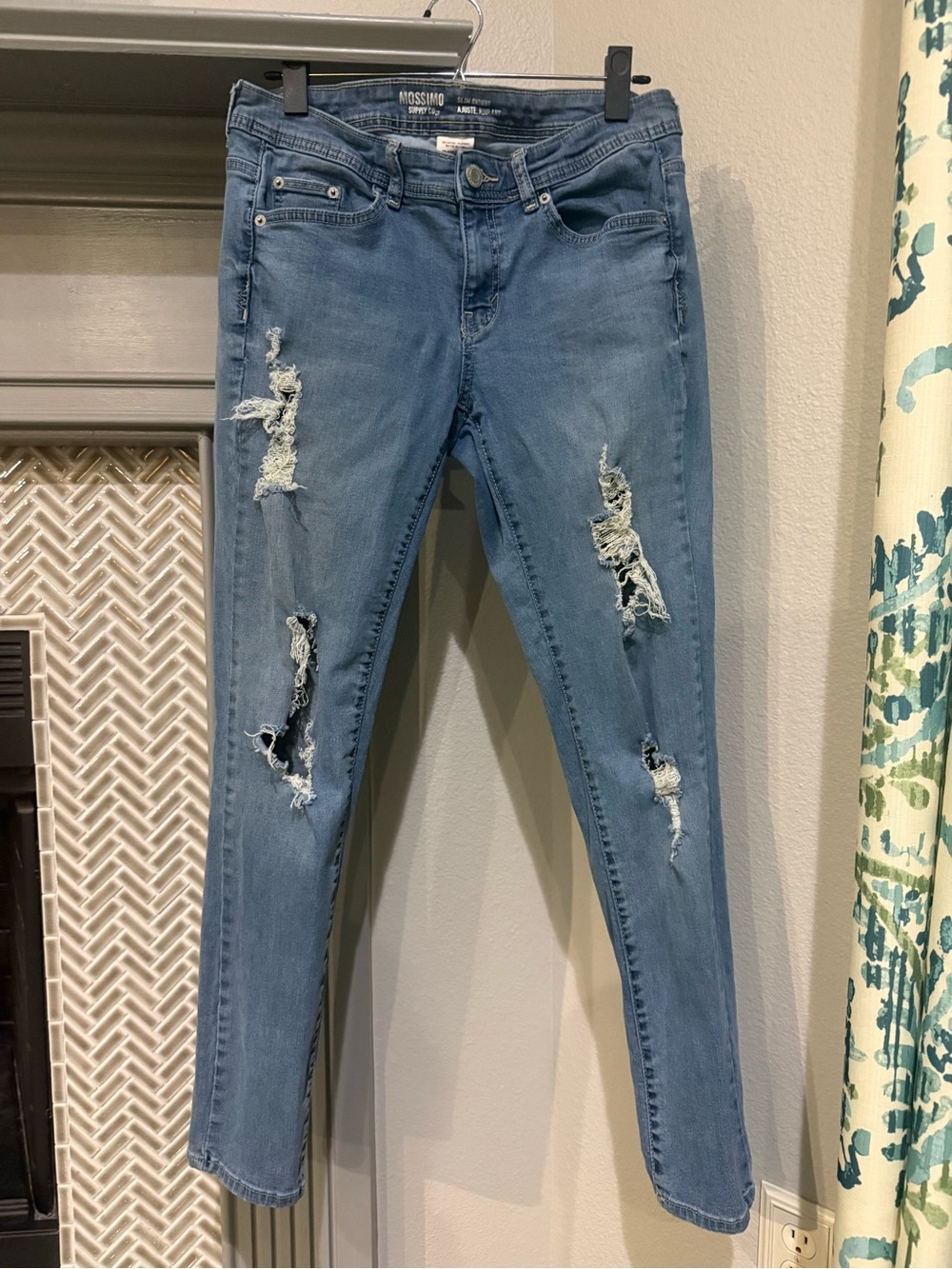 Mossimo Supply Co. Light Blue Ripped High-Rise Skinny Jeans